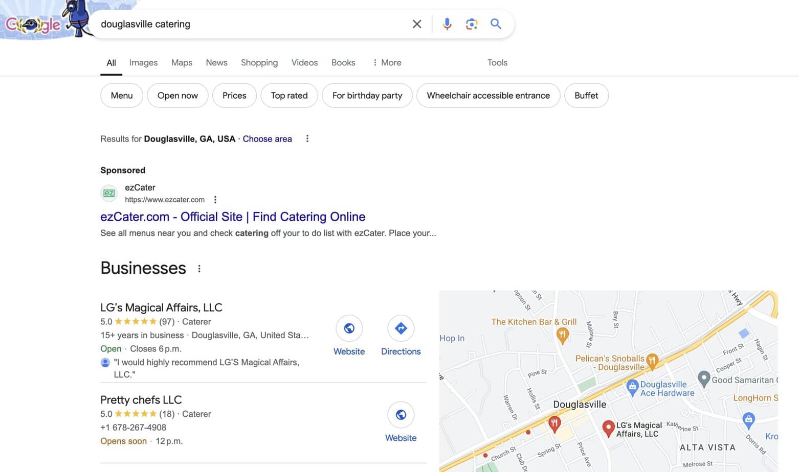 Douglasville Catering Company SEO Case Study